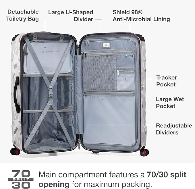 Traveler's Choice Maxporter II Polycarbonate Hardside Trunk with Spinner Wheels, White Camo, 30-Inch Trunk