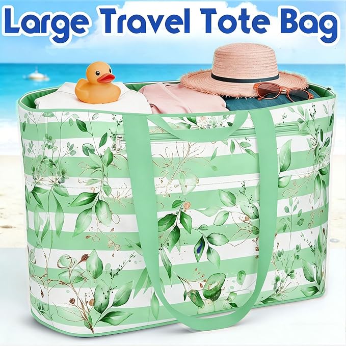 BKNOOU Extra Large Beach Bags Waterproof Sandproof XL Beach Tote Bag for Women Zipper Foldable Swim Pool Bag with Wet Pocket