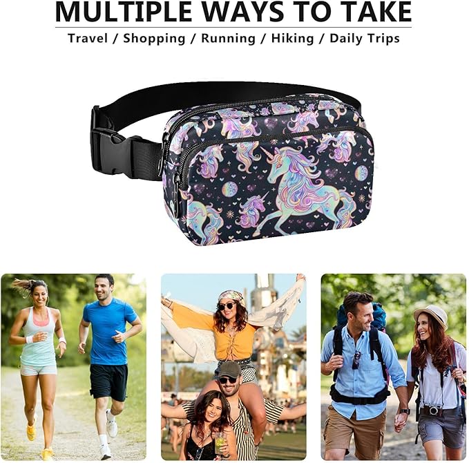 Gradient Unicorns Fanny Pack for Women Men Water Resistant Fashion Waist Packs with Adjustable Strap Belt Bag for Travel Workout Jogging Hiking 21219337