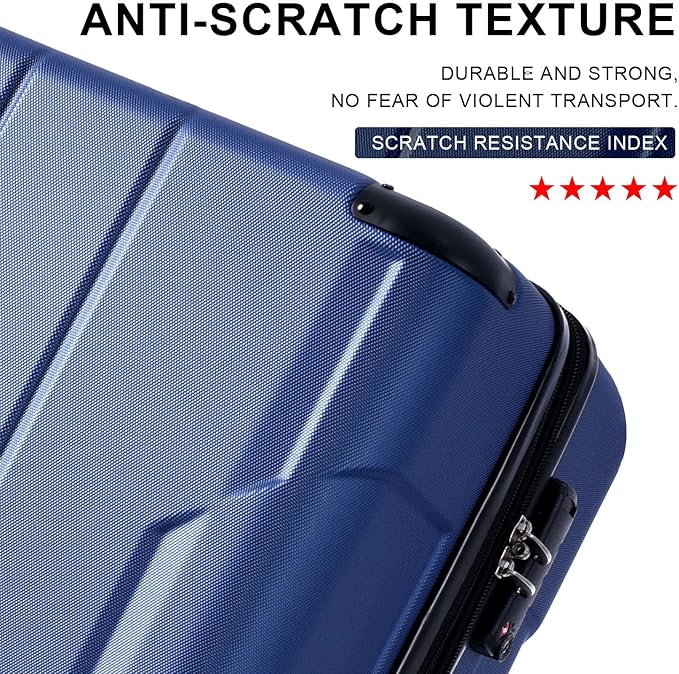28 Inch Large Checked Luggage Hardside Suitcase with Spinner Wheels, Blue Lightweight Expandable Hard Shell ABS Suitcases with TSA Lock, Large Travel Luggage for Women, Men