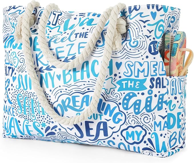Tavaleu Beach Bags for Women - Large Beach Tote Bag, Women Sandproof Pool Bag for Pool Gym Grocery Travel