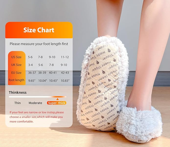HUGSWEET Slipper for Women Men Thick Warm Fuzzy Slippers With Grips Indoor Cozy Fluffy Sherpa Lined Shoe Socks Non-Slip Soft Soles with Gift Box