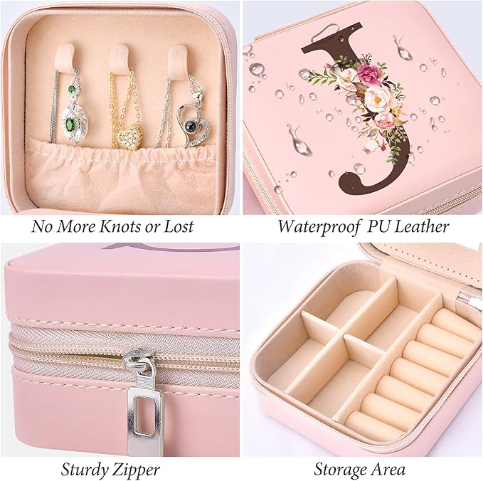 2025 Christmas Gifts Ideas, Initial Travel Jewelry Case Box Organizer Personalized Gifts, Fashion Travel Essentials Trendy Stuff Gifts for Teen Girls