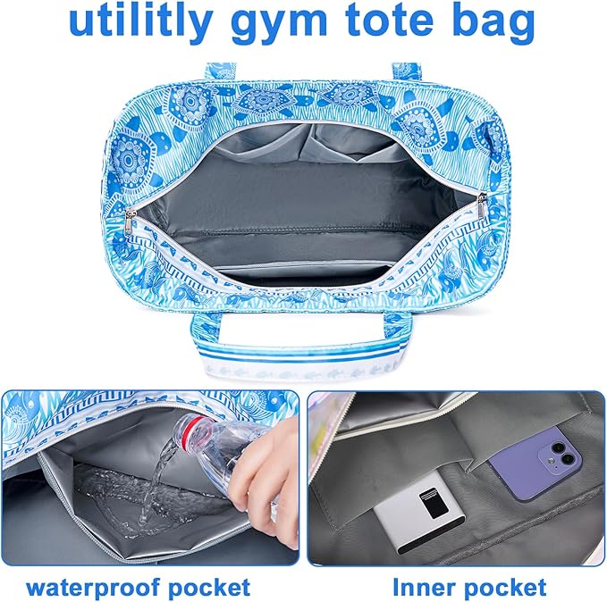 LEDAOU Beach Bag Waterproof Sandproof Women Beach Tote Pool Bag with Zipper for Swim Gym Grocery Travel with Wet Pocket | Sandproof, with Zipper, for Gym, Grocery, Travel, with Wet Pocket
