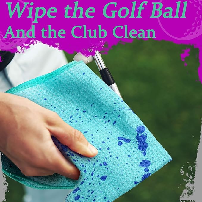 Peryiter 4 Pcs Golf Towels (16" x 24") with Clip Drip Lime Microfiber Fabric Waffle Pattern Towels for Golf Bags Absorbent Club Ball Cleaner Accessories and Gifts for Men Women(Vivid Color)