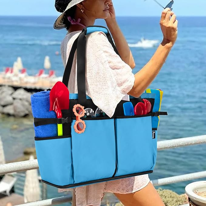 Fasrom Extra Large Mesh Beach Bag with Zipper Bottom, Oversized Tote Bag for Pool, Travel and Boating (Empty Bag Only)