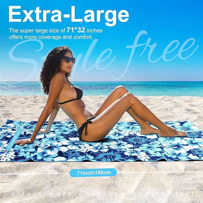 4 Packs Lightweight Thin Microfiber Beach Towel Oversized Quick Dry Compact Sandproof Clearance Towels Sand Free Camping Swimming Accessories Essentials Women AdultsPineapple Flower Turtle Flamingo