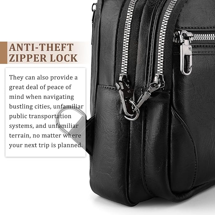 JASGOOD Anti Theft Crossbody Travel Bag for Women Men PU Leather Sling Bag with Adjustable Strap