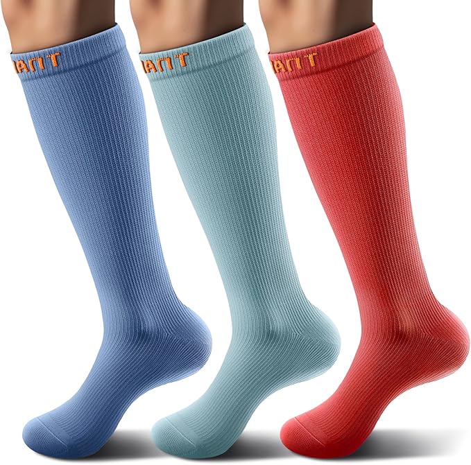 BULLIANT Compression Socks 3Pairs-15-20mmHg Circulation Support Men Women Hiking Sports Recovery-Upgraded Wicking Tech