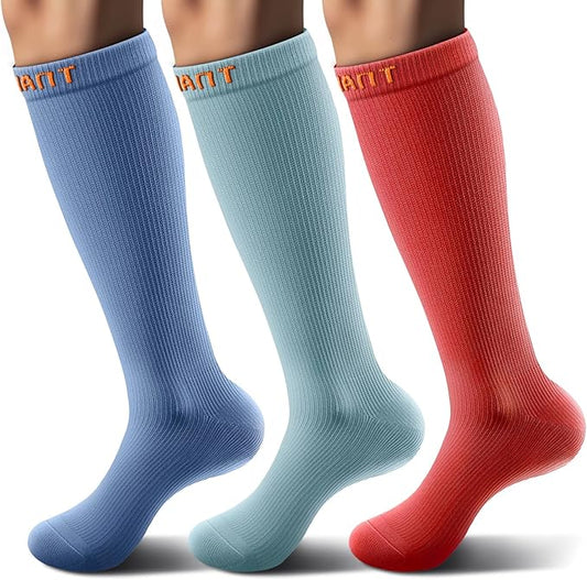 BULLIANT Compression Socks 3Pairs-15-20mmHg Circulation Support Men Women Hiking Sports Recovery-Upgraded Wicking Tech