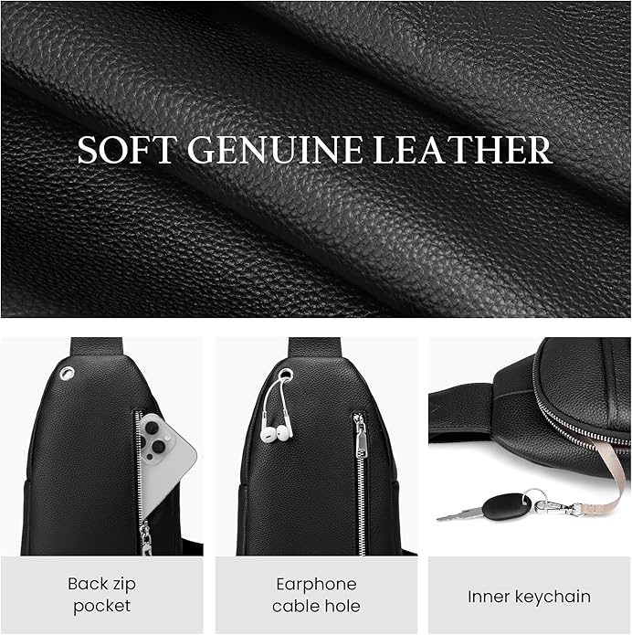 befen Genuine Leather Small Crossbody Sling Bags for Women Anti-Theft Fanny Packs Chest Bags Purse with Built in RFID Wallet