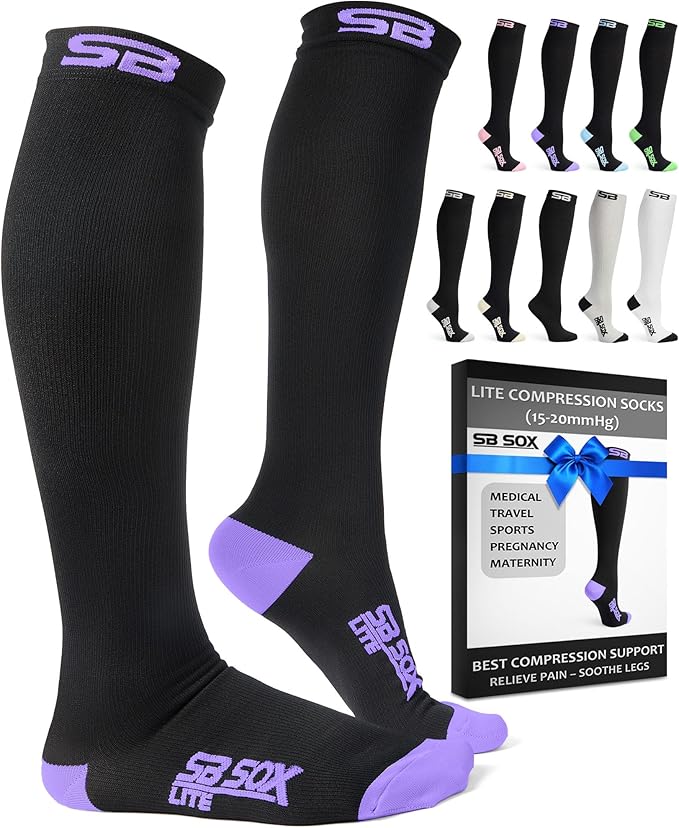 SB SOX Lite Compression Socks for Men & Women (15-20mmHg) – Best Compression Socks for Travel, Sports, and Daily Wear - XXL Sizes too!