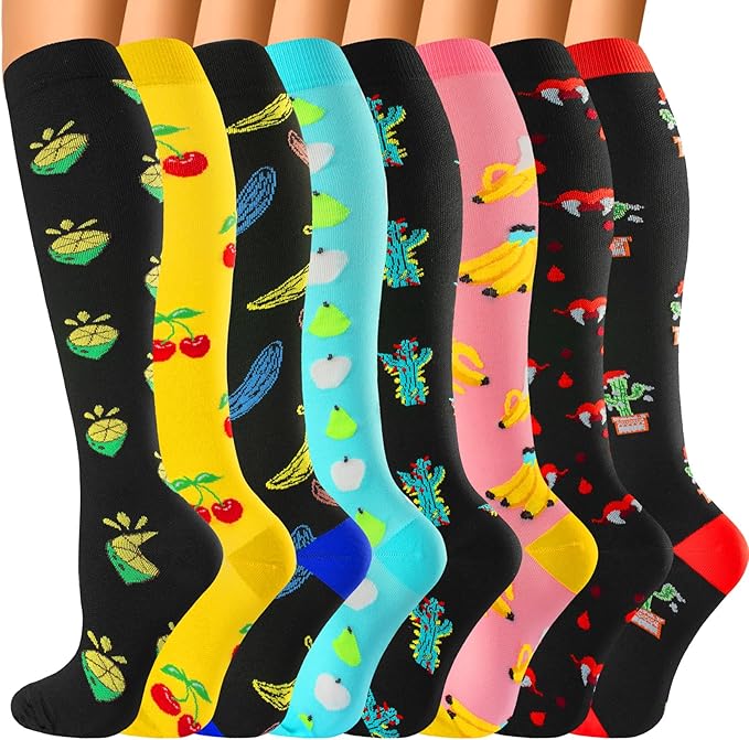 bropite Compression Socks for Women & Men 8 Pairs Circulation-Compression Socks 20-30 mmhg-Best for Running,Nurse,Travel,Yoga