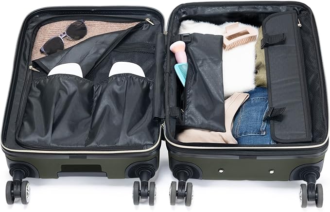 Kenneth Cole REACTION Madison Square Lightweight Hardside Chevron Expandable Spinner Luggage, Olive, 2-Piece Set (20" & 28")