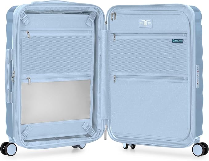 Traveler's Choice Edinburgh II Hardside Spinner Luggage, TSA Lock, Blue, 2 Piece Set (21/29)