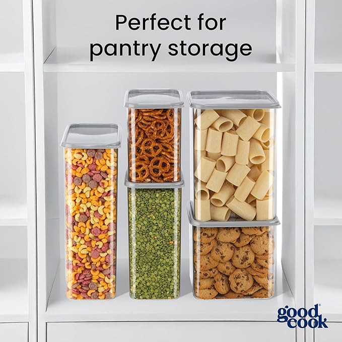 GoodCook Food Storage Container with Lid BPA-Free Square Modular & Stackable Design, 3-Quart, Clear