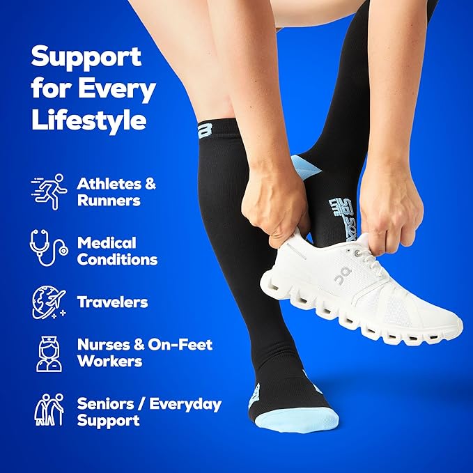 SB SOX Lite Compression Socks for Men & Women (15-20mmHg) – Best Compression Socks for Travel, Sports, and Daily Wear - XXL Sizes too!