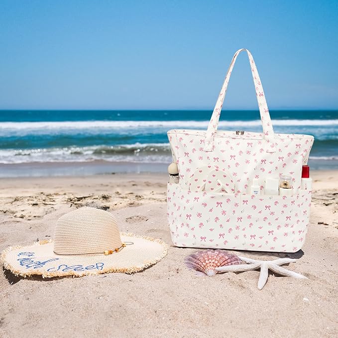 Bluboon Beach Bags for Women, Large Waterproof Tote Bag With Wet Compartment for Pool Weekender Travel Gym