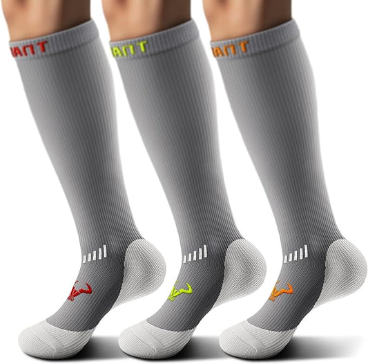 BULLIANT Compression Socks 3Pairs-15-20mmHg Circulation Support Men Women Hiking Sports Recovery-Upgraded Wicking Tech
