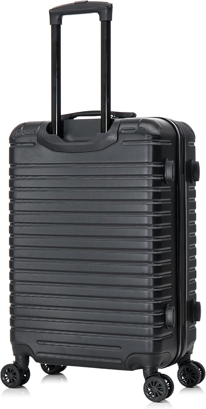 InUSA DEEP Luggage with GEL Handle | Spacious Traveling Suitcases, Travel Suitcase with Dual Spinner Wheels and Studs | 24 Inch Medium Hardside Luggage | Black