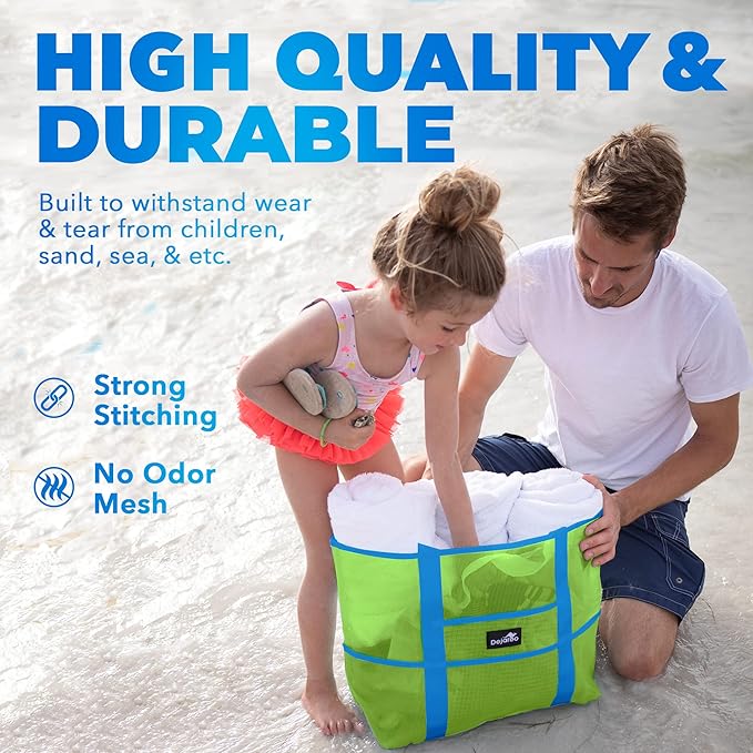 Dejaroo Mesh Sand Free Bag - Strong Lightweight Bag For Beach & Vacation Essentials. Tons of Storage!