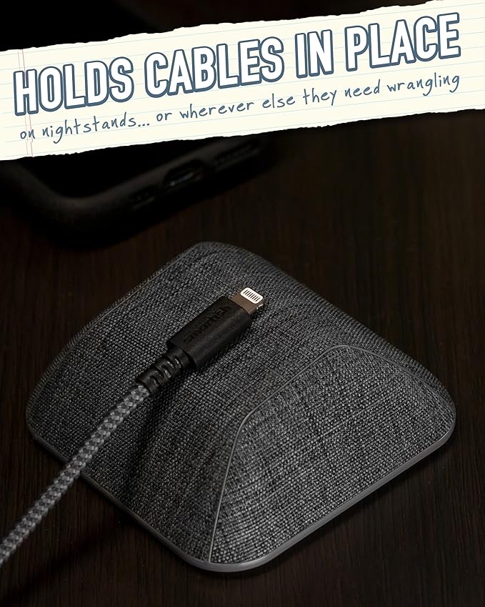 Smartish® Magnetic Cord Holder - Cable Wrangler Organizer with Magnet Clips for Charger Management on Desktop, Nightstand for USB-C + Lightning - No 2 Pencil Gray