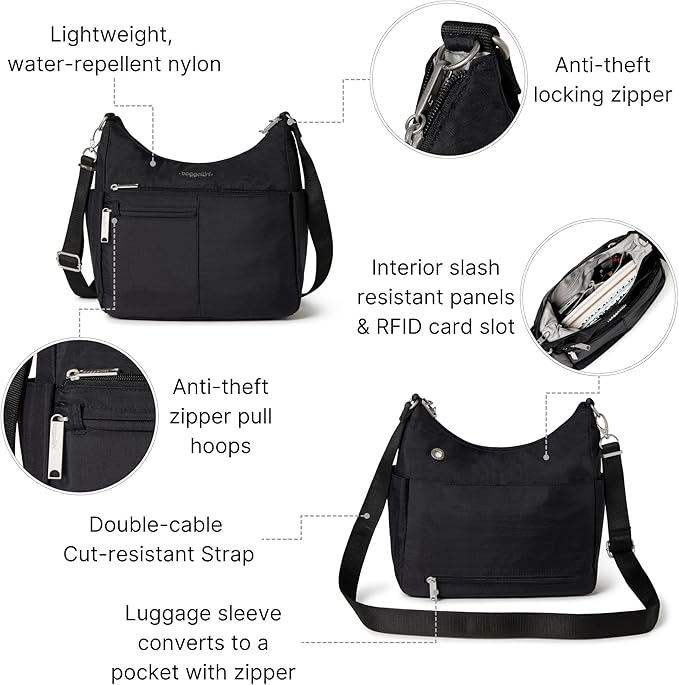 Baggallini Women's Securtex Anti-theft Free Time Crossbody Bag | Securtex, Anti-Theft