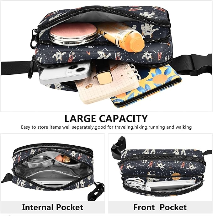 Universe Space Planet Astronauts Fanny Pack for Women Men Water Resistant Fashion Waist Packs with Adjustable Strap Belt Bag for Travel Workout Jogging Hiking 21219416