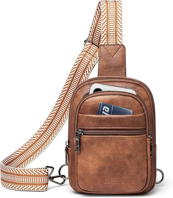 Sling Bag For Women Faux Leather Small Casual Daypack Backpack Fanny Pack Crossbody Chest Bags Purse