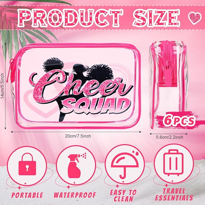 Cunno Makeup Bags Gifts for Women Teacher Beach Cruise Swim Nurse Dance Happy Graduation Gift Survival Kit Clear Cosmetic Bags PVC Waterproof Travel Toiletry Handbags Purses Organizer(Cheer)