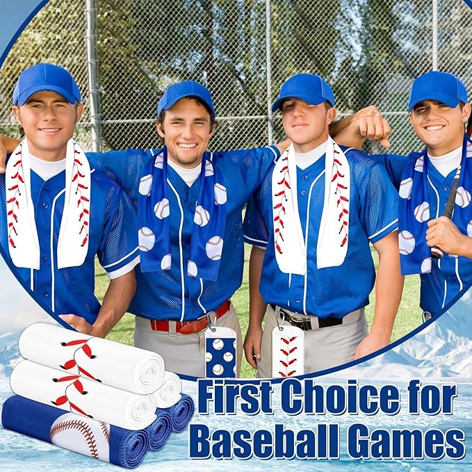 6-12 Pcs Baseball Cooling Towels with Bags 38x12 Inch Breathable Baseball Microfiber Ice Towel Fast Drying Workout Rags Bulk Sport Team Gift for Team Gym Running Coach Sport Party Favors( 6Pcs)