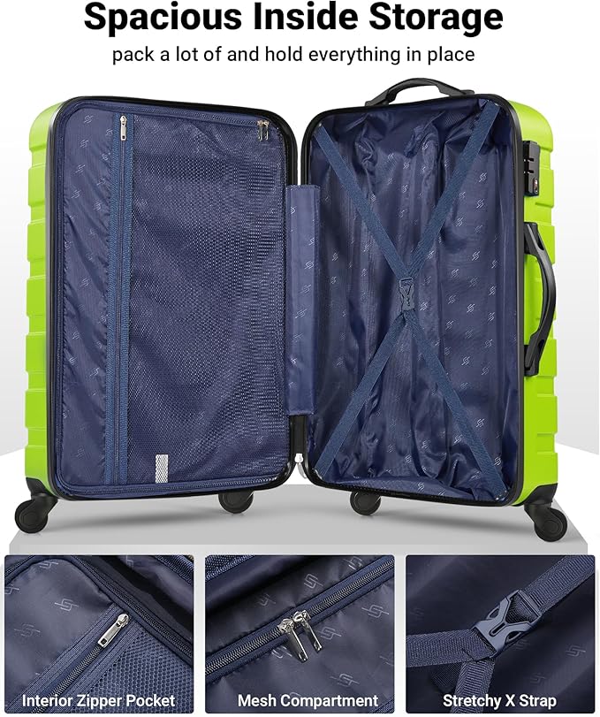 Suitour Luggage set 3 piece,Hardside Lightweight Suitcase Set with Spinner Wheels TSA Lock, 20 24 28 inch Travel Suitcase