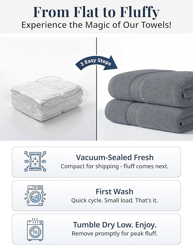 LANE LINEN Hand Towels for Bathroom - 6 Pack (16" x 28"), 100% Cotton Face Towel Set - Soft, Fade & Shrink Resistant - Hotel & Spa Inspired Hand Towels for Bathroom for Modern Family Homes - Cool Grey