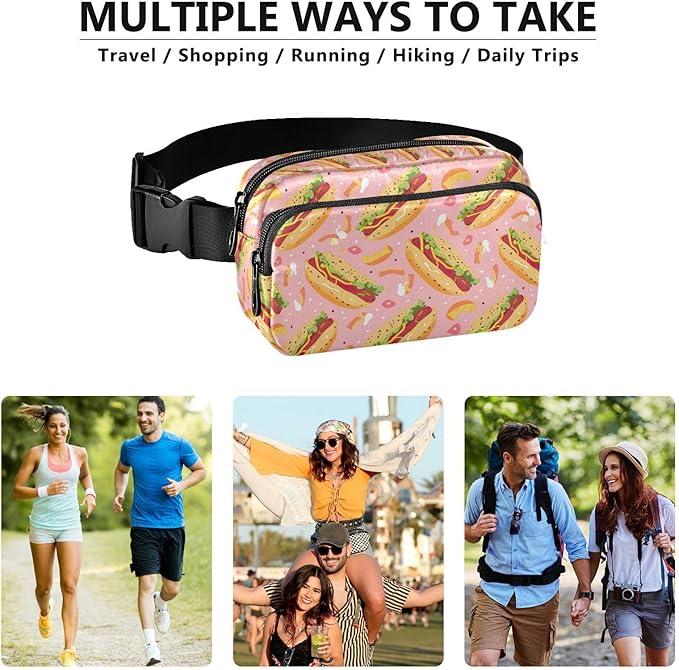 Funny Hot Dog Fanny Pack for Women Men Water Resistant Fashion Waist Packs with Adjustable Strap Belt Bag for Travel Workout Jogging Hiking 21220335