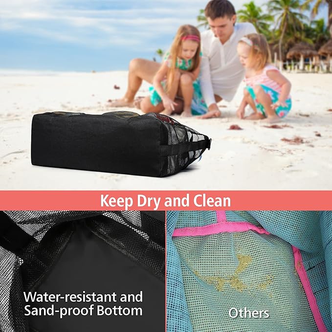 F-color Mesh Beach Bag Family - Large Tote Bag for Cruise Pool Toys Beach Vacation Essentials