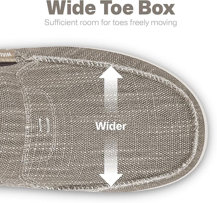 Mens Slip On Shoes, Canvas Mens Loafers with Arch Support, Orthopedic Mens Boat Shoes for Plantar Fasciitis, Indoor & Outdoor Walking Slippers Shoes for Pain Relief