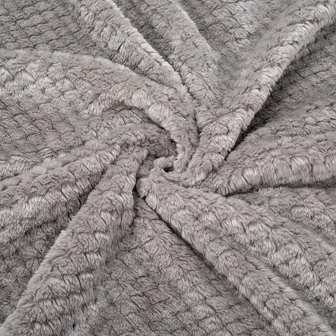 Fuzzy Blanket or Fluffy Blanket for Baby, Soft Warm Cozy Coral Fleece Toddler, Infant or Newborn Receiving Blanket for Crib, Stroller, Travel, Decorative, 30”×40”, Flint Gray+Smoked Blue