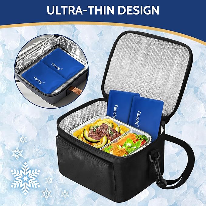 Farochy Reusable Ice Packs for Lunch Boxes - 2PCS Soft Ice Packs Freezer Packs for Cooler Gel Ice Packs, Keep Food Cold or Hot