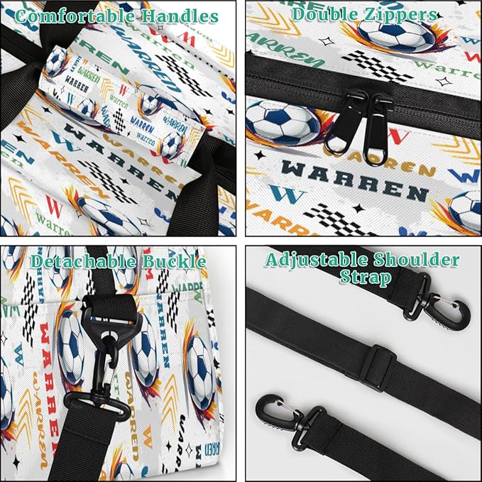 Custom Name Duffel Bag for Boys, Personalized Sports Gym Bag Overnight Travel Weekender Bag Lightweight Carry On Sleepovers Bag for School Practice Gymnastics Sports Theme