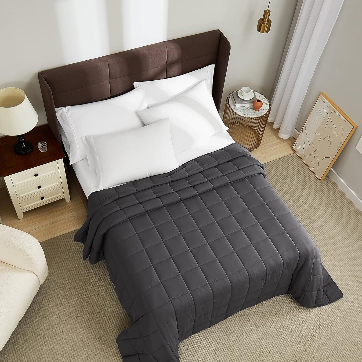 L'AGRATY Weighted Blanket 30lbs 88x104 Cooling Breathable Heavy Blanket with Glass Beads for Adult All-Season