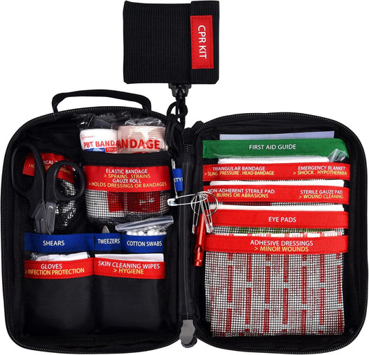 Compact First Aid Kit for Emergency - Basic Emergency Kit for Dorm,Hiking, Backpacking, Camping, Traveling, and Cycling -Small First Aid Kits