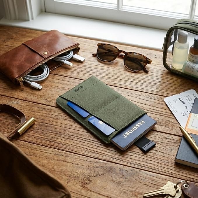 Passport Wallet, RFID Blocking, Waterproof (Green)