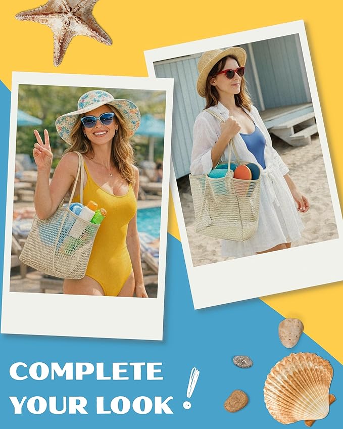 Rave Envy Beach Tote Bag for Women – Waterproof Mesh Tote Bag, Large Capacity Sandproof Beach Bags for Travel