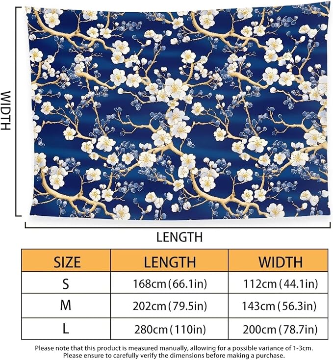 White Cherry Blossom Print Beach Towel for Women Wen, Absorbent Compact - Quick Dry Sand Free, Lightweight Beach Bathing Towels for Swimming Pool Camping (280x200cm, 110x78IN) Large
