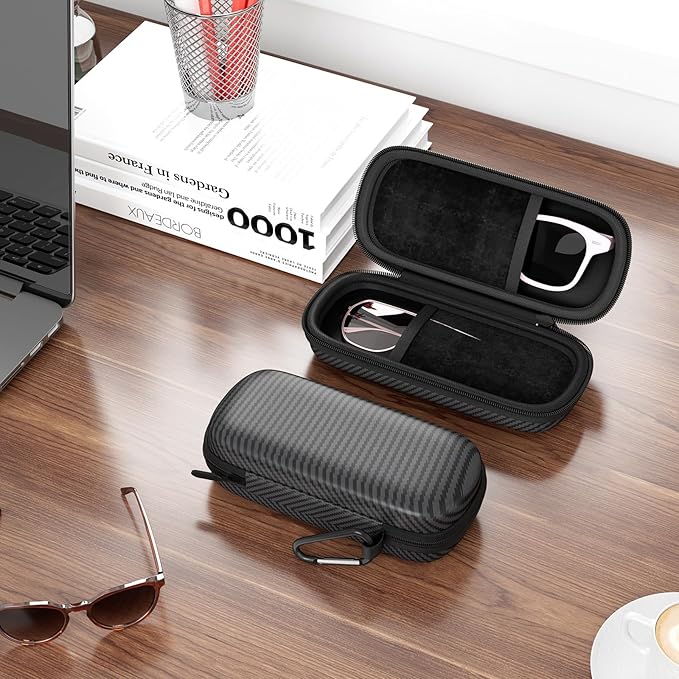 Travel Sunglasses Organizer, Hard Shell Sunglass Case Adjustable Slots for Multiple Sunglass Eyeglass Case