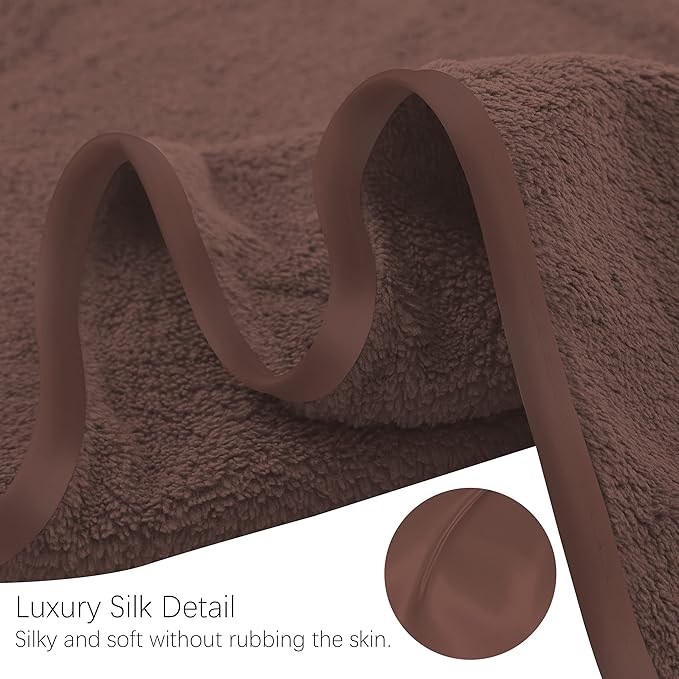 TENSTARS Silk Hemming Bath Towels for Bathroom Clearance - 27 x 55 inches - Light Thin Quick Drying - Soft Microfiber Absorbent Towel for Bath Fitness, Sports, Yoga, Travel, Gym - 2 Pack, Wood Brown