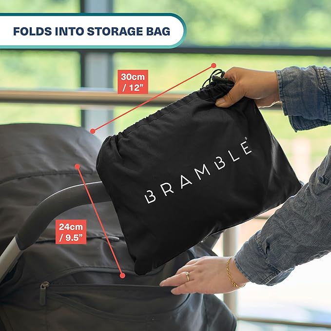 Bramble Extra Large Gate Check Stroller Bag for Airplane | 600D Oxford, Waterproof, Padded Adjustable Strap Single & Double Stroller Travel Bag for Airplane - Black