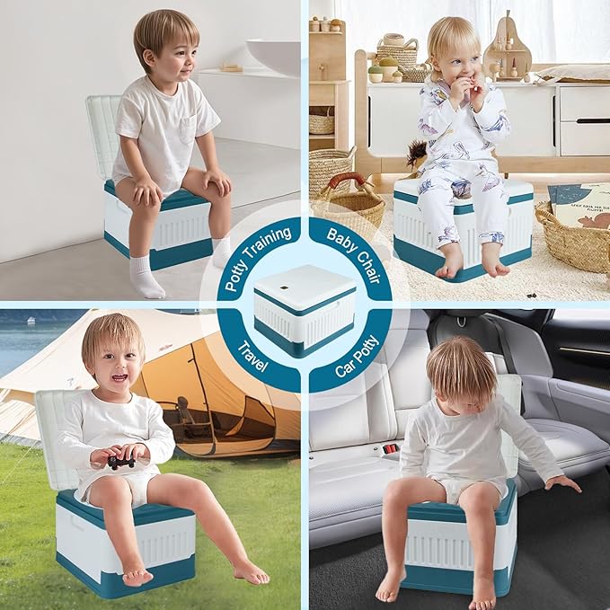 Travel Potty Seat for Toddler, Portable Potty Training Toilet Seats, Foldable Baby Potty Stool, Car Potty for Kids Boys Girls, Emergency Mobile Toilet for Outdoor/Indoor, w/ 60 Cleaning Bags
