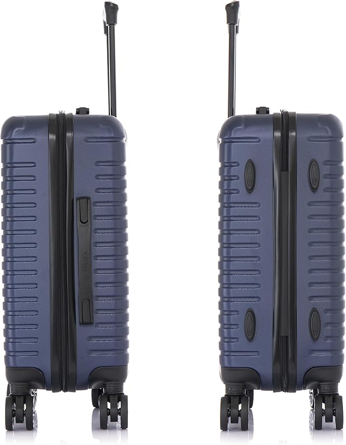 InUSA DEEP Luggage with GEL Handle | Spacious Traveling Suitcases, Travel Suitcase with Dual Spinner Wheels and Studs | 20 Inch Carry On Hardside Luggage | Blue