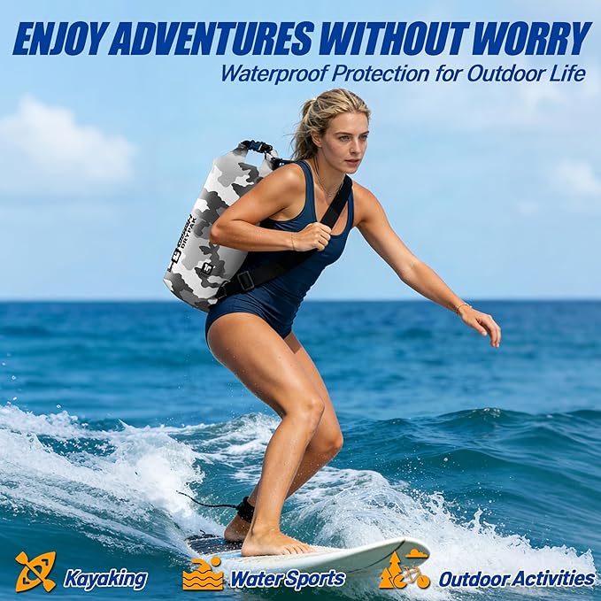 Waterproof Dry Bag, 5L/10L/20L/30L/40L Roll Top Lightweight Storage Backpack with Phone Case for Women & Men, Floating Waterproof Sack for Travel, Swimming, Kayaking, Paddle Board, Camping & Beach